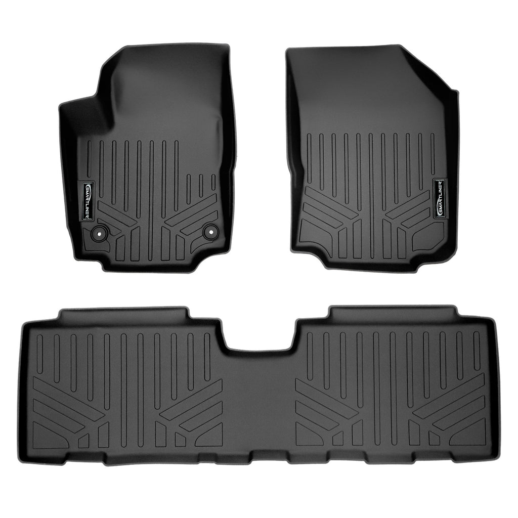 SMARTLINER Custom Fit All Weather Protection Black 2 Row Floor Liners Compatible With 2018-2024 Chevrolet Equinox (SA0310/B0310)