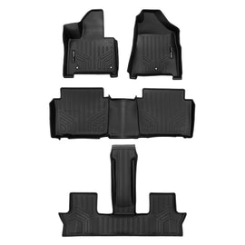 SMARTLINER All Weather Custom Fit Black 3 Row Floor Liner Set Compatible With 2024 Hyundai Santa Fe Hybrid (SA0742/B0751/C0742)