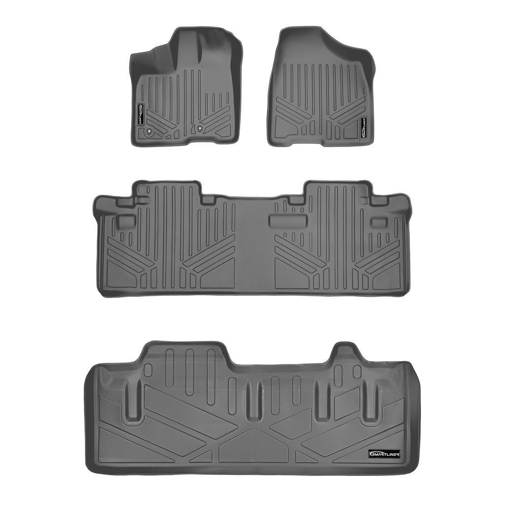 SMARTLINER Floor Mats 2 Rows and Cargo Liner Behind 3rd Row Compatible With 2011-2012 Sienna 8 Passenger with Power Folding 3rd Row Seats (SA2083/B2083/E2229)