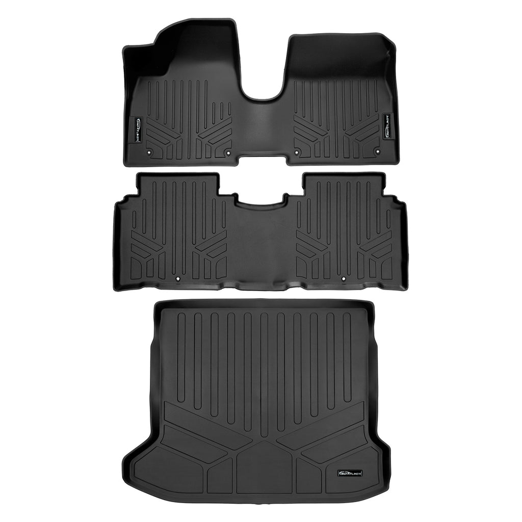 SMARTLINER Custom Fit All Weather Protection Black 2 Row Floor Liners with 1st Row Over The Hump Coverage & Cargo Liner behind the 2nd Row Seats Compatible With 2022-2025 Hyundai Ioniq 5 (SA0601/B0601/D0601)
