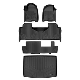 SMARTLINER 3 Row Floor Mats & Cargo Liner Behind 3rd Row Set Compatible With 2021-2024 Cadillac Escalade ESV with 2nd Row Bench Seat (SA0524/B0525/C0526/E0526-R)