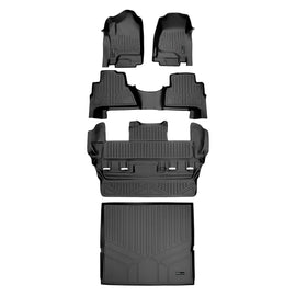 SMARTLINER Custom Fit Floor Mats 3 Rows and Cargo Liner Behind 2nd Row Set Black Compatible With 2015-2020 Cadillac Escalade (SA0136/B0163/C0153/D0153)