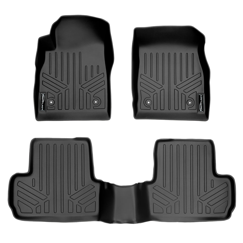 SMARTLINER Custom Fit Floor Mats 2 Row Liner Set Black Compatible With 2012-2017 Buick Verano (SA0190/B0190)