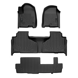 SMARTLINER 3 Row Floor Mat Liner Set Compatible With 2021-2024 Cadillac Escalade ESV with 2nd Row Bench Seat (SA0524/B0525/C0526-R)