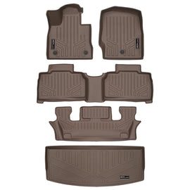 SMARTLINER 3 Row Tan Floor Mats & Cargo Liner Behind 3rd Row Compatible With 2020-2023 Explorer (SA1423/B1423/C1423/E1423)