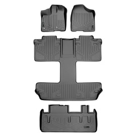 SMARTLINER Floor Mats 3 Rows and Cargo Liner Behind 3rd Row Set Grey Compatible With 2013-2020 Toyota Sienna 7 Passenger Model Only (SA2128/B2128/D2128)