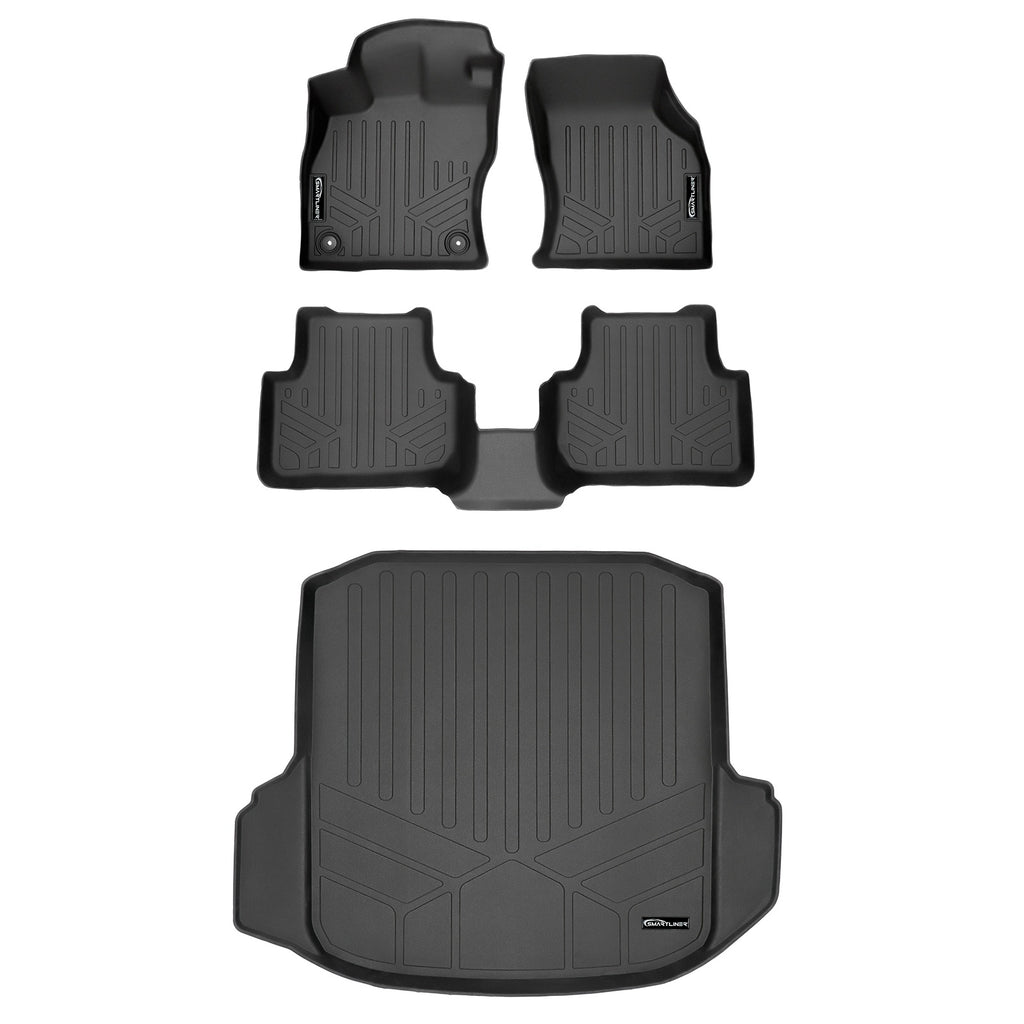 SMARTLINER Custom Fit Floor Mats 2 Rows and Cargo Liner Trunk Set Black Compatible With 2019-2024 Volkswagen Jetta (SA0429/B0429/D0429)
