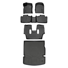 SMARTLINER Floor Mats 3 Rows and Cargo Liner Behind 2nd Row Set Black Compatible With 2016-2022 Dodge Durango with 2nd Row Bucket Seats (SA0315/B0071/C0233/D0113)