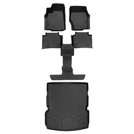 SMARTLINER All Weather Custom Fit Black 3 Rows and Cargo Liner Behind the 2nd Row Set Compatible With 2021-2023 Jeep Grand Cherokee L (SA0674/B0570/D0568)