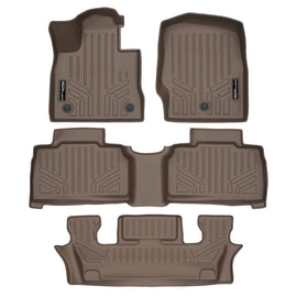 SMARTLINER 3 Row Tan Floor Mat Liner Set Compatible With 2020-2023 Ford Explorer (SA1423/B1423/C1423)