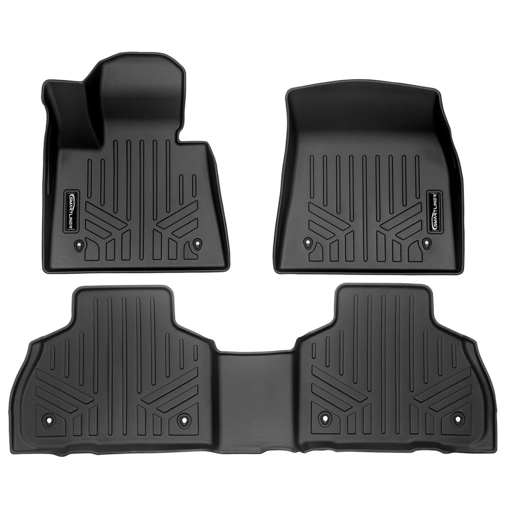 SMARTLINER All Weather Custom Fit Floor Mats 2 Row Liner Set Black Compatible With 2019-2025 BMW X7 With 2nd Row Bench Seat Only (SA0420/B0489)