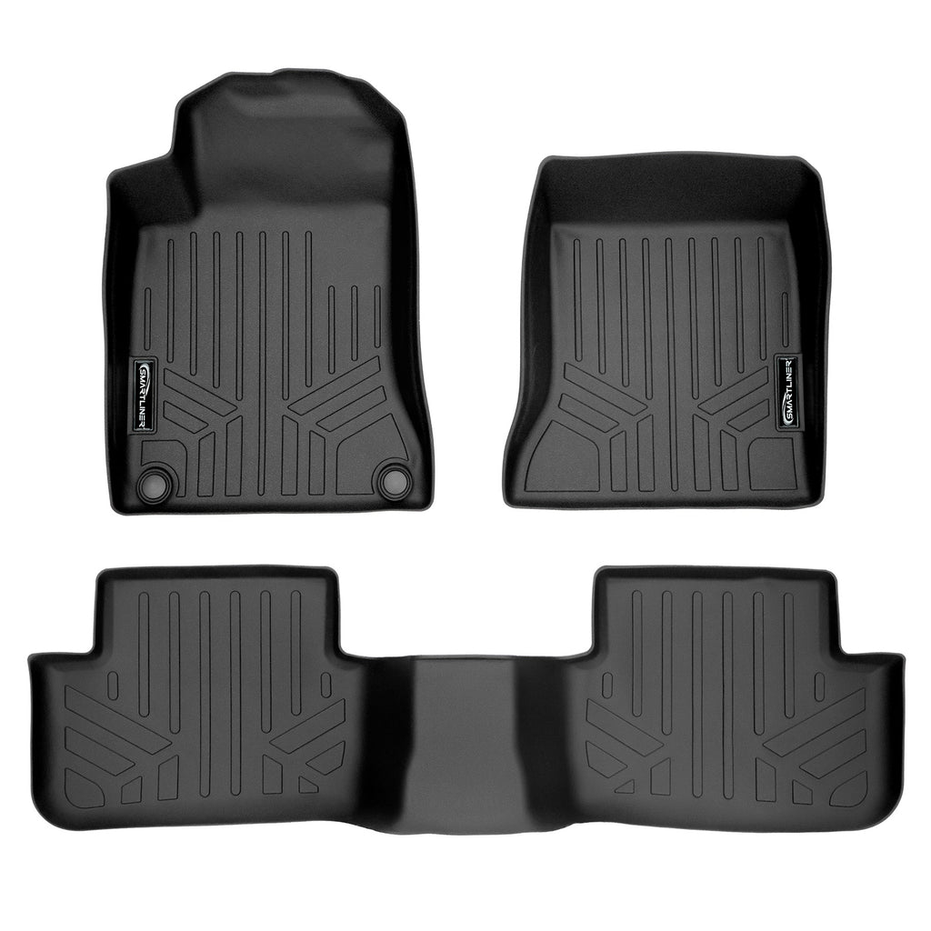 SMARTLINER Custom Fit Floor Mats 2 Row Liner Set Black Compatible With 2014-2019 Mercedes Benz CLA / 2015-2020 GLA (SA0255/B0255)
