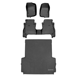 SMARTLINER Floor Mats 2 Rows and 5ft Rugged Bed Liner Set Black Compatible With 2020-2023 Gladiator with Lockable Rear Underseat Storage (SA0316/B0459/K0459)