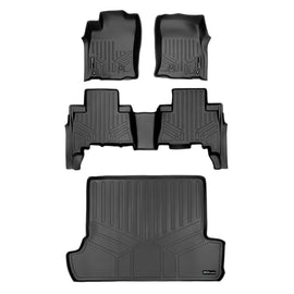 SMARTLINER Floor Mats and Cargo Liner Behind 2nd Row Set Black Compatible With 2010-2012 Toyota 4Runner 7 Passenger with 3rd Row Seats (SA0040/B0120/D0120)