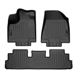SMARTLINER Custom Fit Floor Mats 2 Row Liner Set Black Compatible With 2022-2023 Nissan Pathfinder/Infiniti QX60 (SA0567/B0567)