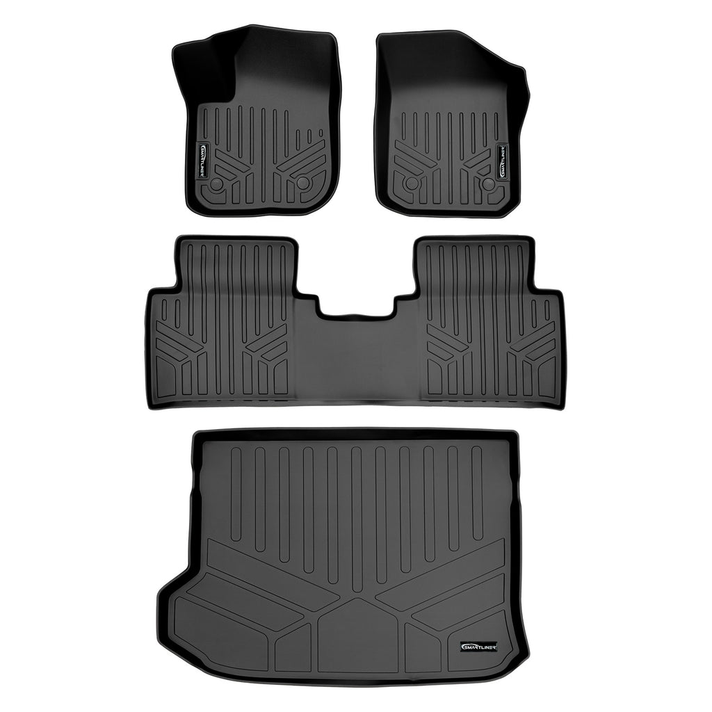 SMARTLINER Custom Fit All Weather Protection Black 2 Row Floor Liners & Cargo Liner behind the 2nd Row Seats Compatible With 2016-2020 Buick Envision (SA0225/B0225/D0225)