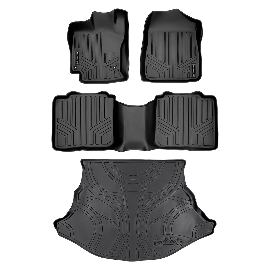 SMARTLINER Custom Fit Floor Mats 2 Rows and Cargo Liner Set Black Compatible With 2009-2011 Toyota Venza - All Models (SA0052/B0052/D0052)