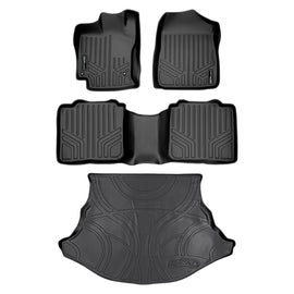 SMARTLINER Custom Fit Floor Mats 2 Rows and Cargo Liner Set Black Compatible With 2009-2011 Toyota Venza - All Models (SA0052/B0052/D0052)