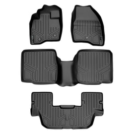 SMARTLINER Custom Fit Floor Mats 3 Row Liner Set Black Compatible With 2017-2019 Ford Explorer without 2nd Row Center Console (SA0245/B0082/C0082)