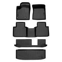 Load image into Gallery viewer, SMARTLINER Custom Fit Floor Mats 3 Rows and Cargo Liner Behind 3rd Row Set Black Compatible With 2022-2023 Mitsubishi Outlander (SA0561/B0561/C0561/E0561)