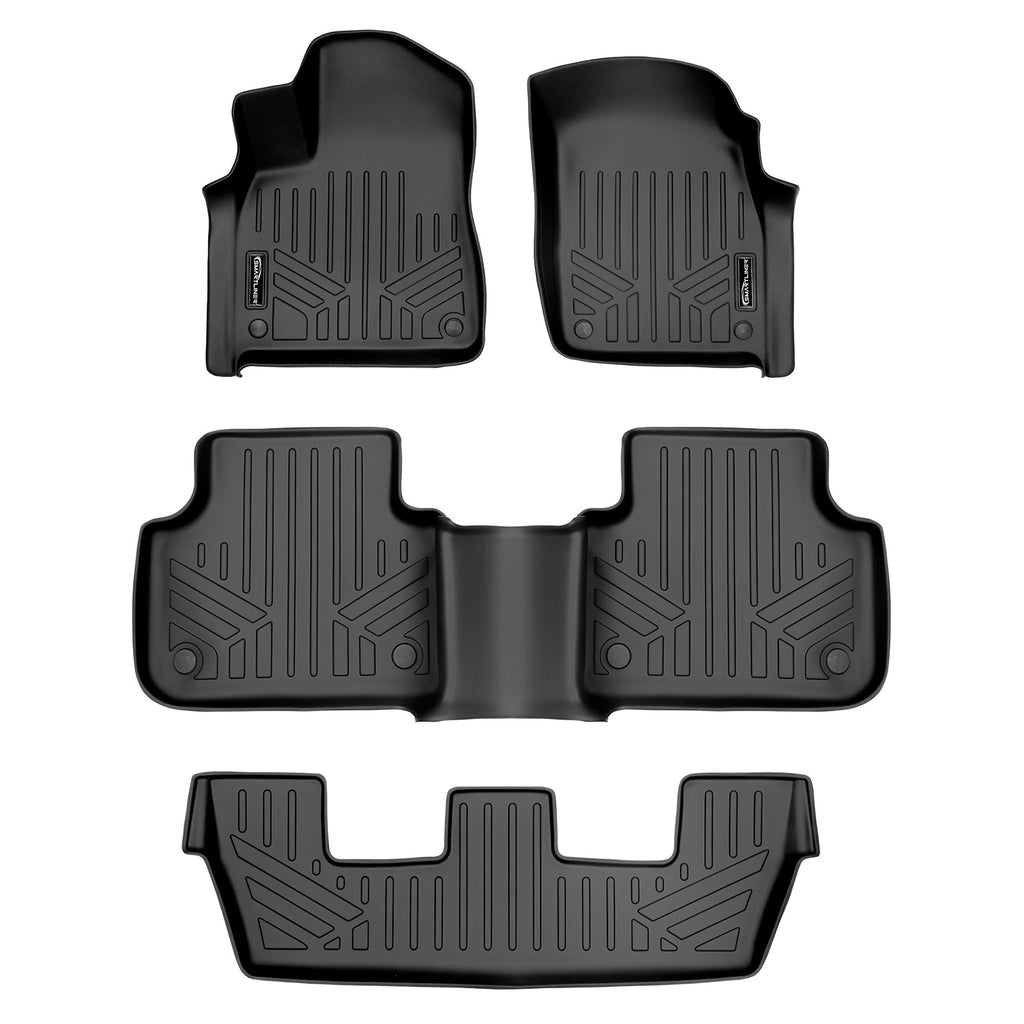 SMARTLINER Custom Fit All Weather Protection Black 3 Row Floor Liners Compatible With 2017-2025 Audi Q7/SQ7 (SA0364/B0364/C0364)