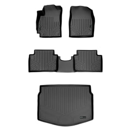 SMARTLINER Custom Fit All Weather Protection Black 2 Row Floor Liners & Cargo Liner behind the 2nd Row Seats Compatible With 2019-2022 Hyundai Veloster / Veloster N (SA0406/B0406/D0406)