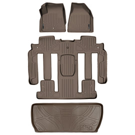 SMARTLINER Custom Floor Mats 3 Rows and Cargo Liner Behind 3rd Row Set Tan Compatible With Traverse / Enclave with 2nd Row Bucket Seats (SA1043/B1044/D1044)