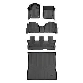 SMARTLINER Custom Fit Floor Mats and Cargo Liner Behind 2nd Row Set Black Compatible With 2012-19 Toyota Sequoia with 2nd Row Bench Seat (SA0108/B0272/C0272/D0272)