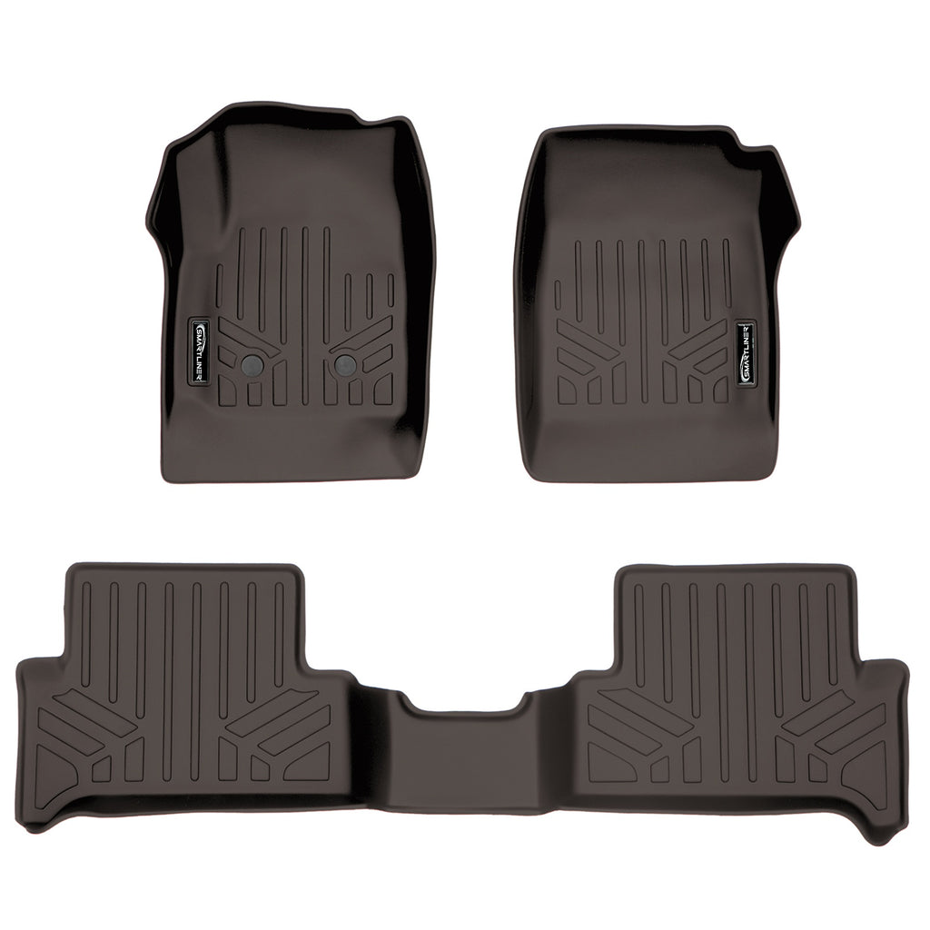 SMARTLINER Custom Fit Floor Mats 2 Row Liner Set Cocoa Compatible With 2015-2022 Chevy Colorado Extended Cab / GMC Canyon Extended Cab (SA3164/B3227)