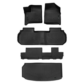 SMARTLINER Custom Fit All Weather 3 Row Floor Mats and Cargo Liner Behind 3rd Row Set Black Compatible with 2024-2025 Chevrolet Traverse (SA0757/B0757/C0757/E0757)