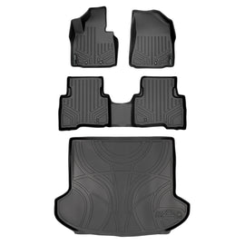 SMARTLINER Custom Fit Floor Mats 2 Rows and Cargo Liner Set Black Compatible With 2014-2015 Kia Sorento with 3rd Row Seats (SA0135/B0135/D0135)