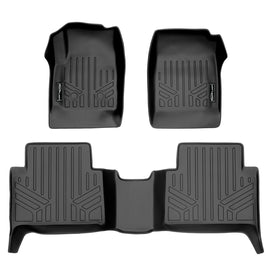 SMARTLINER Custom Fit Floor Mats 2 Row Liner Set Black Compatible With 2015-2022 Chevy Colorado Crew Cab / GMC Canyon Crew Cab (SA0164/B0164)