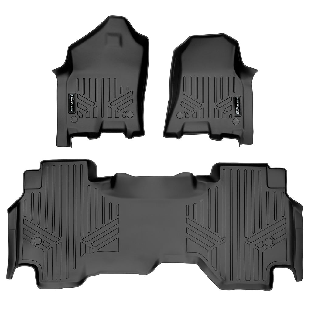 SMARTLINER Custom Fit Floor Mats 2 Row Liner Set Black Compatible With 2019-2022 Ram 1500 Quad Cab without Rear Underseat Storage Box (SA0369/B0370)