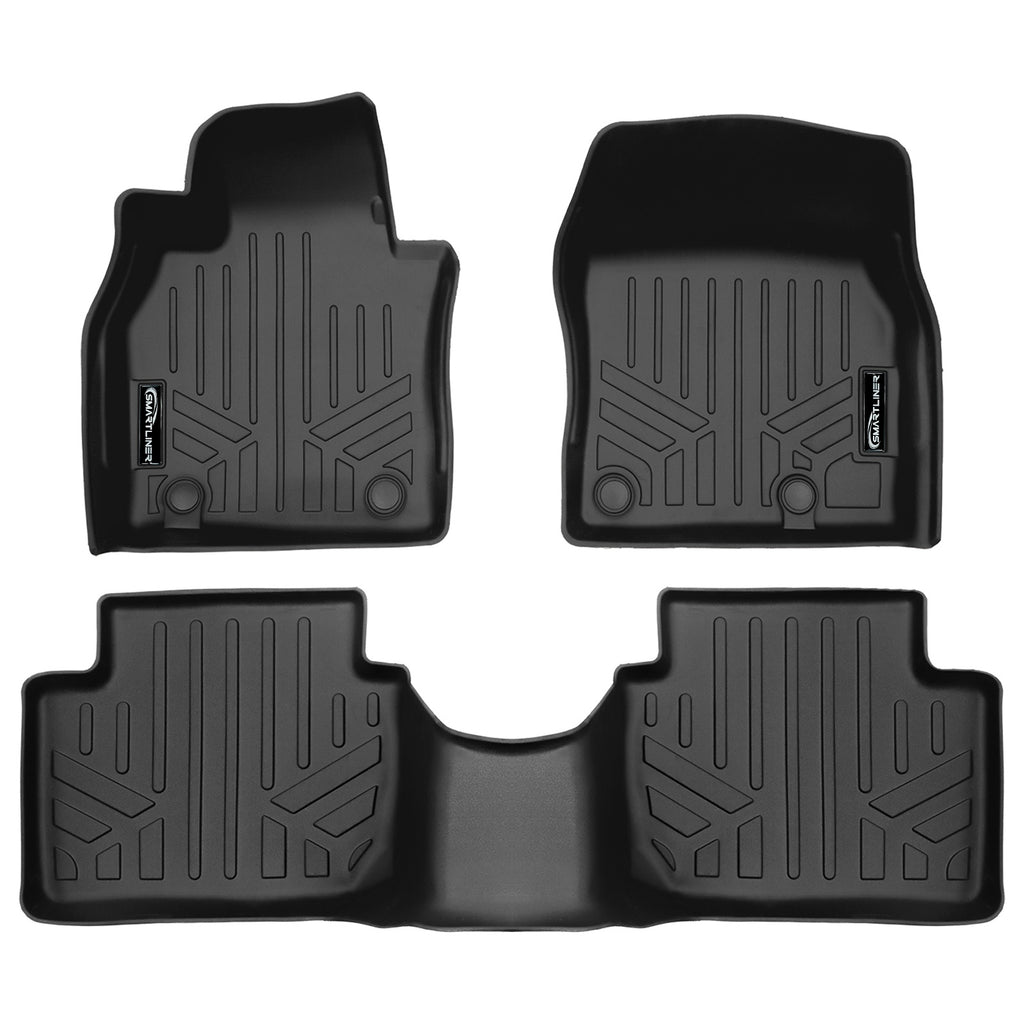 SMARTLINER Custom Fit All Weather 2 Row Black Floor Mat Liner Set Compatible With 2019-2023 Mazda 3 (SA0609/B0696)