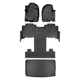 SMARTLINER Floor Mats and Cargo Liner Behind 3rd Row Set Black Compatible With 18-22 Expedition Max/Navigator L with 2nd Row Bucket Seats (SA0350/B0350/E0351)
