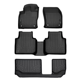 SMARTLINER Custom Fit Floor Mats 3 Row Liner Set Black Compatible With 2018-2021 Volkswagen Tiguan with 3rd Row Seats - 7 Passenger Model (SA0270/B0270/C0431)