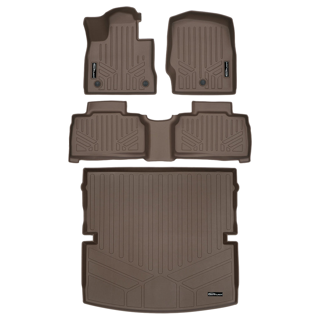 SMARTLINER 2 Row Tan Floor Mats & Cargo Liner Behind 2nd Row Compatible With 2020-2023 Explorer (SA1423/B1423/D1423)