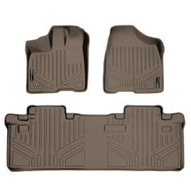 SMARTLINER Custom Fit Floor Mats 2 Row Liner Set Tan Compatible With 2011-2012 Toyota Sienna 8 Passenger Models (SA1083/B1083)