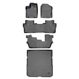 SMARTLINER Custom Fit Floor Mats 3 Rows and Cargo Liner Behind 2nd Row Set Grey Compatible With 2016-2022 Honda Pilot 8 Passenger Model (SA2200/B2200/C2200/D2200)