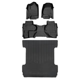 SMARTLINER Custom Floor Mats 2 Row Liner & Truck Bed Liner Set Black Compatible with Double Cab 2014-2018 Silverado/Sierra 1500-2015-2019 2500/3500 HD (SA0136/B0148/J0136)