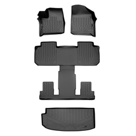 SMARTLINER Floor Mats 3 Rows and Cargo Liner Behind 3rd Row Set Compatible With 2018-2022 Chevrolet Traverse with 2nd Row Bucket Seats (SA0343/B0345/E0343)