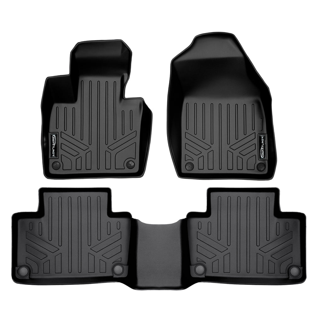 SMARTLINER Custom Fit Floor Mats 2 Row Liner Set Black Compatible With 2020-2023 Volvo XC90 (SA0223/B0633)