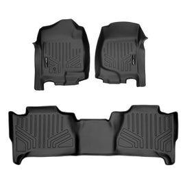SMARTLINER Custom Fit All Weather Protection Black 2 Row Floor Liners Compatible With 2007-2014 Cadillac Escalade (SA0015/B0099)