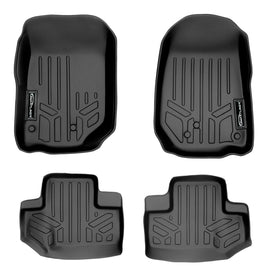 SMARTLINER Custom Fit Floor Mats 2 Row Liner Set Black Compatible With 2011-2013 Jeep Wrangler 2-Door Models Only (SA0139/B0236)