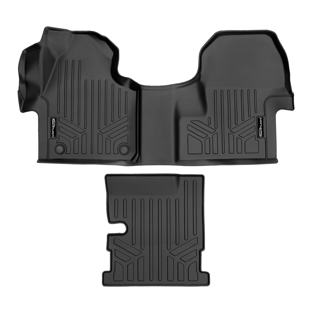 SMARTLINER Custom Fit All Weather Black 1st Row & Center Aisle Liner Compatible With 2019-2023 Mercedes-Benz Sprinter with 1st Row Bucket Seats (SA0613/F0613)