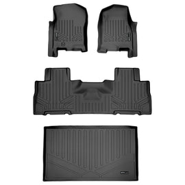 SMARTLINER Floor Mats and Cargo Liner Set Black Compatible With 07-10 Expedition EL/Navigator L with 2nd Row Bucket Seats without Console (SA0346/B0303/E0185)