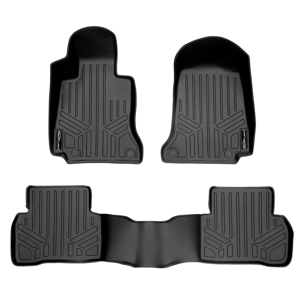 SMARTLINER Custom Fit Floor Mats 2 Row Liner Set Black Compatible With 2015-2021 Mercedes Benz C Class Sedan Only (SA0165/B0165)