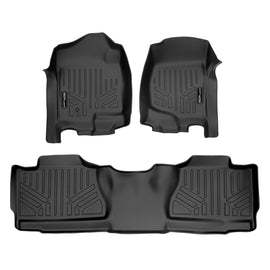 SMARTLINER Custom Fit Floor Mats 2 Row Liner Set Black Compatible With 2007-2013 Chevrolet Avalanche (SA0015/B0228)
