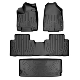 SMARTLINER Custom Fit All Weather Protection Black 2 Row Floor Liners & Cargo Liner behind the 3rd Row Seats Compatible With 2014-2020 Acura MDX (SA0158/B0158/E0158)