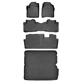SMARTLINER Custom Fit Floor Mats 3 Rows and Cargo Liner Behind 2nd Row Set Black Compatible With 2009-2015 Honda Pilot (SA0036/B0036/C0036/D0036)